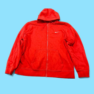 Athletic Gym Workout Lounge Classic Red Nike Zip Hoodie White Swoosh XL